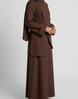 Asymmetric Modest Jacket & Skirt Co-ord - Chocolate Brown