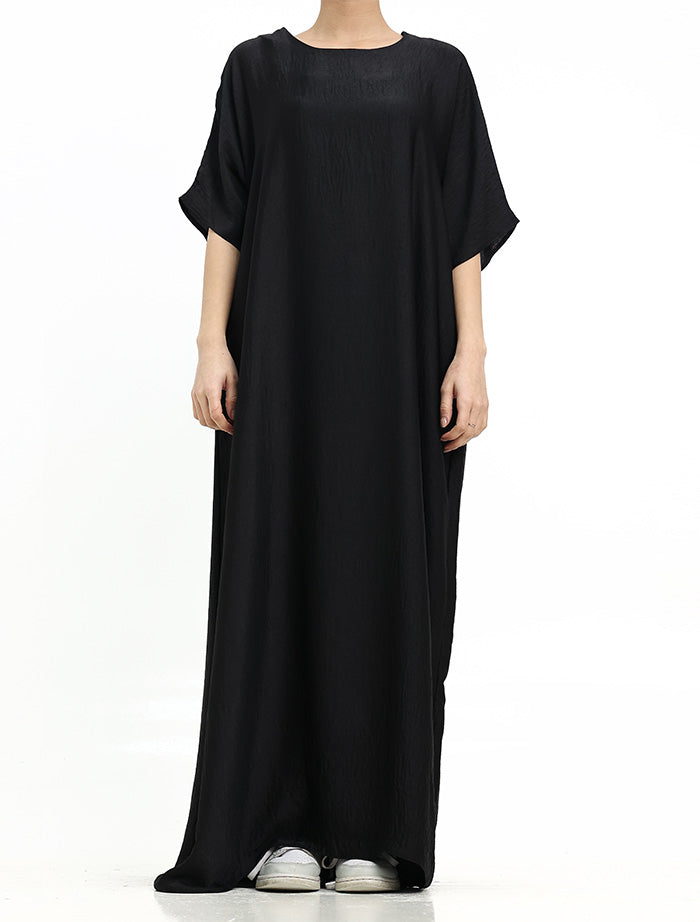 short sleeve slip dress Black Short Sleeve Slip Dress