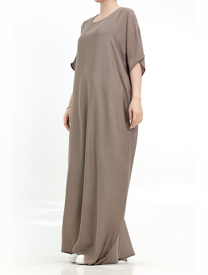 Mocha Short Sleeve Slip Dress – Anaqa Inspired Mocha Short Sleeve Slip Dress – Anaqa Inspired