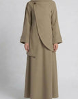 Asymmetric Modest Jacket & Skirt Co-ord - Taupe