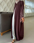 Feathered Sleeve Open Abaya