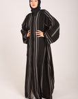 Aztec Noir Premium Jacquard Open Abaya
