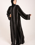 Aztec Noir Premium Jacquard Open Abaya
