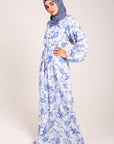 Blue Floral Maxi Dress – Fully Lined