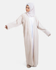 Nude Linen Look Embellished Abaya