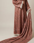 Burnt Orange Pashmina Frayed Open Abaya