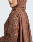 Espresso Lace Occasion Abaya