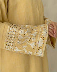 Saffa Linen Look Embroidered Cuffs Abaya
