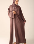 Frayed Elegance Reversible Abaya - Mocha