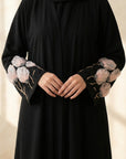 Noir Blossom Open Abaya