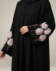 Noir Blossom Open Abaya