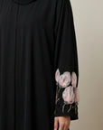Noir Blossom Open Abaya