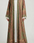 Olive rose Pashmina Frayed Open Abaya
