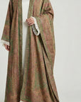 Olive rose Pashmina Frayed Open Abaya