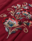 Burgundy Floral Embellished Abaya