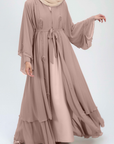 Peach Blossom Frill Open Abaya