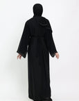 Black Diamante Lace Closed Abaya