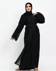 Black Diamante Lace Closed Abaya
