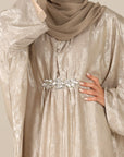 Desert Bronze Closed Butterfly Abaya With Stone Work