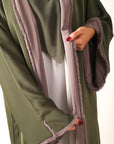 Frayed Elegance Reversible Abaya - Green