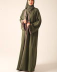 Green reversible abaya front view