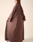 Frayed Elegance Reversible Abaya - Mocha