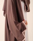 Frayed Elegance Reversible Abaya - Mocha