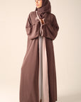 Frayed Elegance Reversible Abaya - Mocha