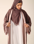 Frayed Elegance Reversible Abaya - Mocha