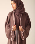 Frayed Elegance Reversible Abaya - Mocha