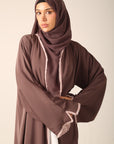 Frayed Elegance Reversible Abaya - Mocha