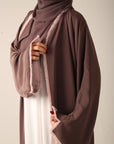 Frayed Elegance Reversible Abaya - Mocha