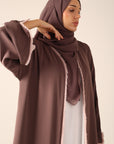 Frayed Elegance Reversible Abaya - Mocha