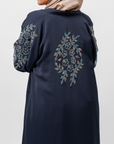 Premium Navy Blue Hand Embellished Open Abaya