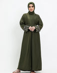 Olive Four Piece Hand Embellished Abaya