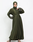 Olive Four Piece Hand Embellished Abaya