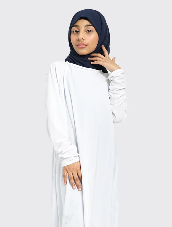 Girls White Jersey Abaya Anaqa Inspired Girls White Jersey Abaya Anaqa Inspired
