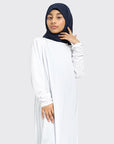 Girls White Jersey Abaya