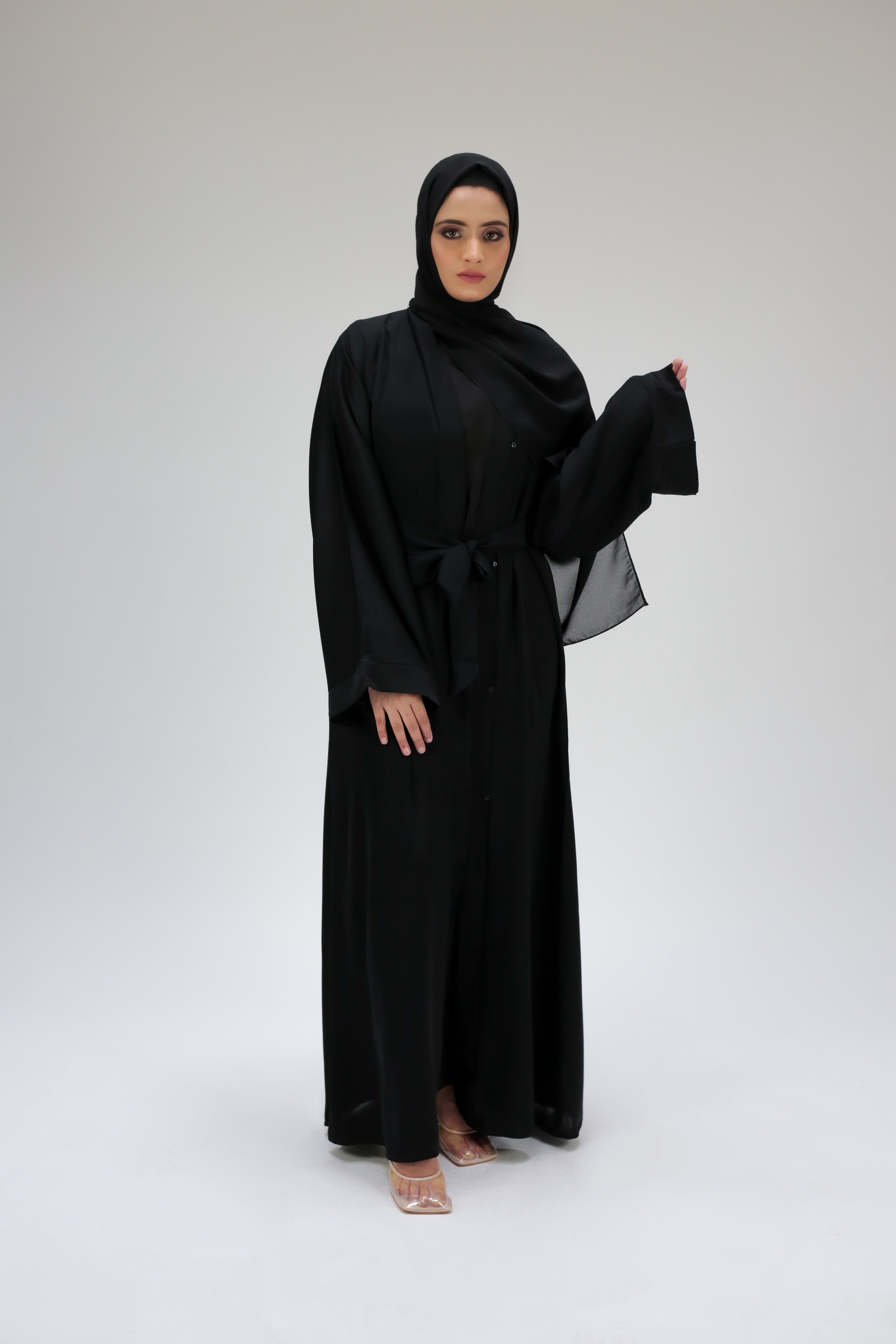 Black Casual Open Abaya