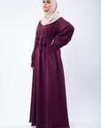 Maroon Umbrella Cut Closed Abaya