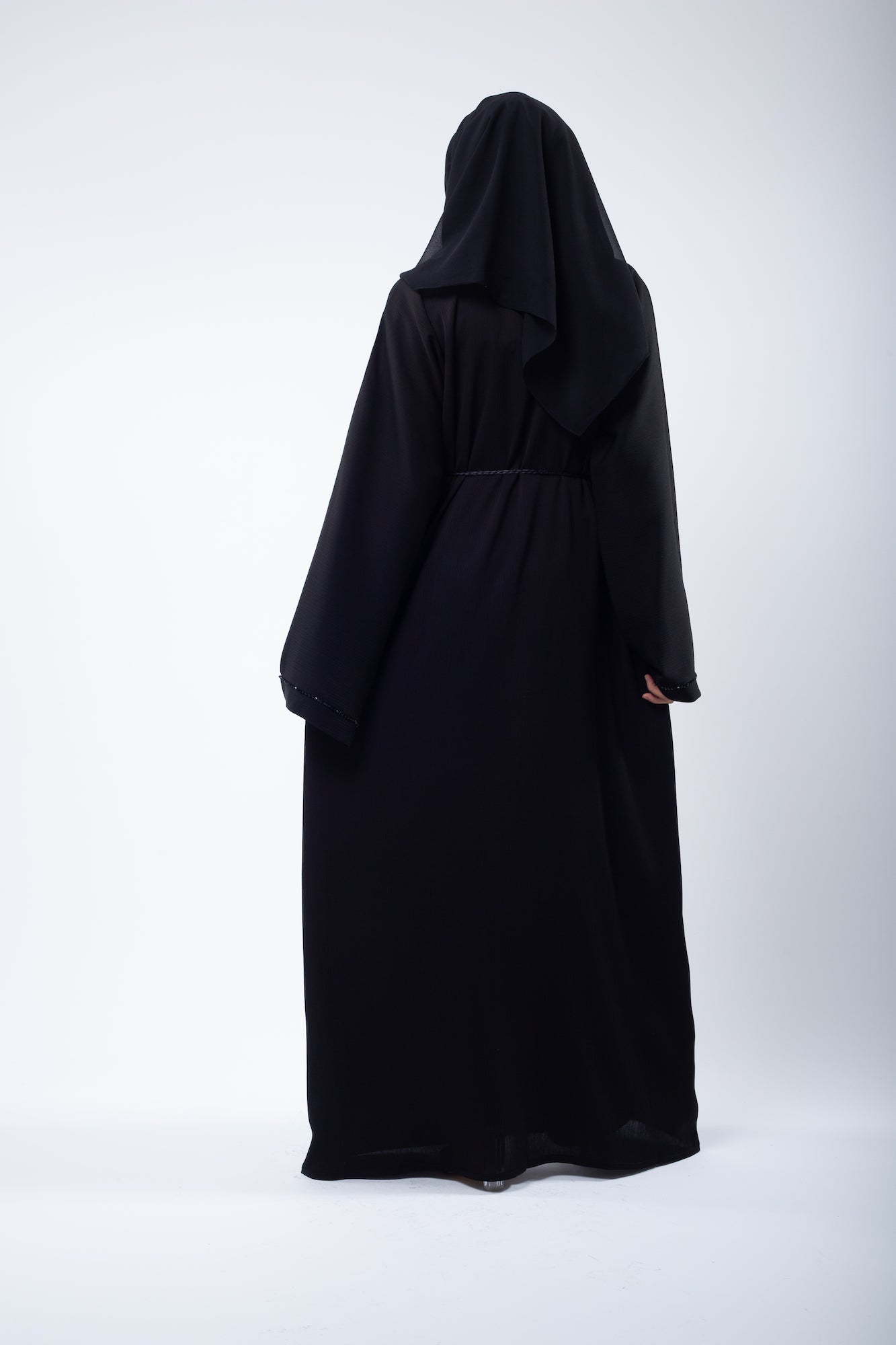 Black on Black Open Abaya