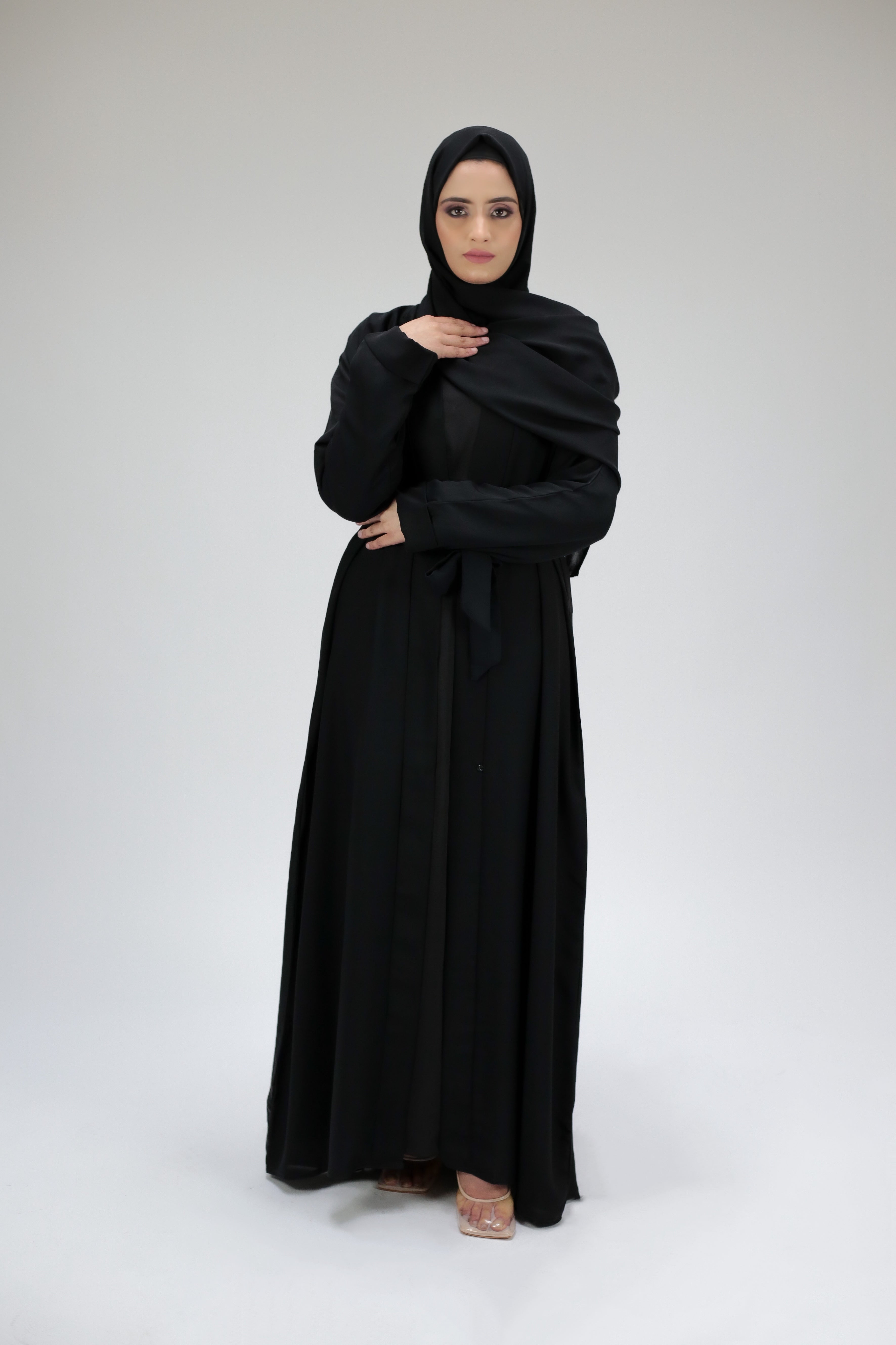 Black Casual Open Abaya