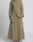 Asymmetric Modest Jacket & Skirt Co-ord - Taupe