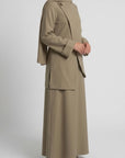 Asymmetric Modest Jacket & Skirt Co-ord - Taupe