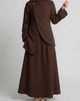 Asymmetric Modest Jacket & Skirt Co-ord - Chocolate Brown