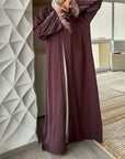 Feathered Sleeve Open Abaya