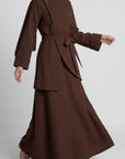 Asymmetric Modest Jacket & Skirt Co-ord - Chocolate Brown
