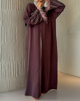 Feathered Sleeve Open Abaya