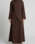 Asymmetric Modest Jacket & Skirt Co-ord - Chocolate Brown