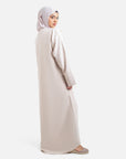 Nude Linen Blend Embellished Abaya